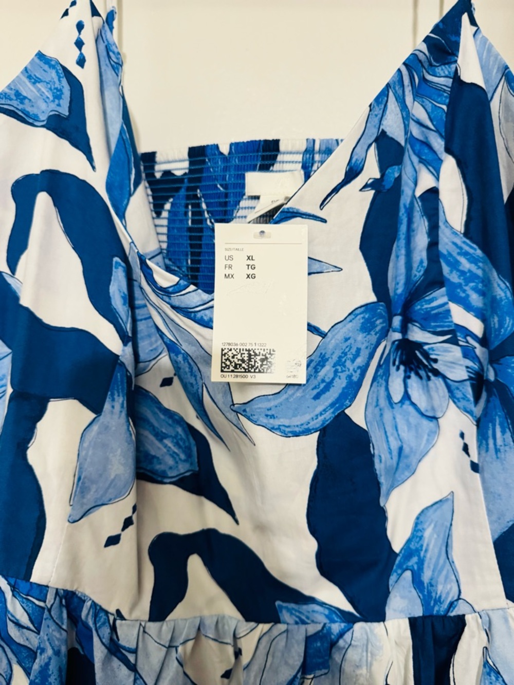 NWT H&M Blue Floral Midi Dress size XL - Picture 4 of 5